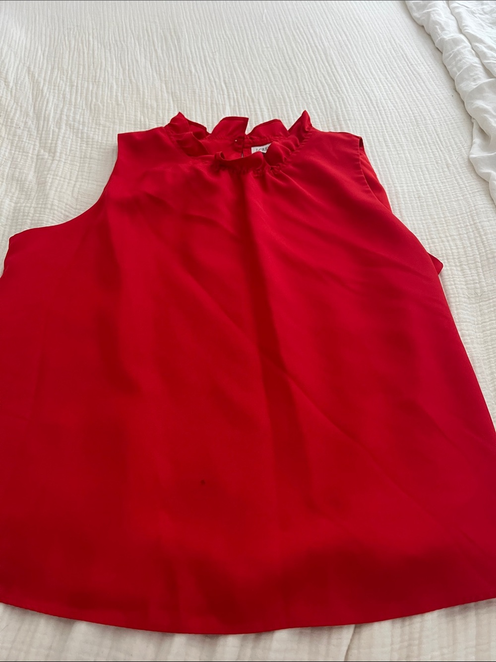 J. Crew Red Sleeveless Ruffle-Neck Camisole